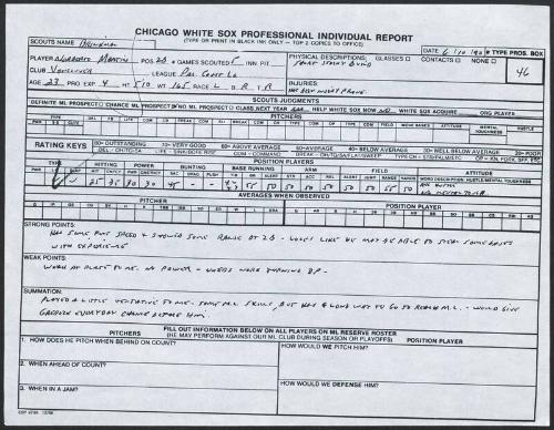 Norberto Martin scouting report, 1990 June 10