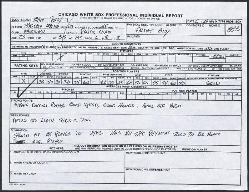 Norberto Martin scouting report, 1990 June 29