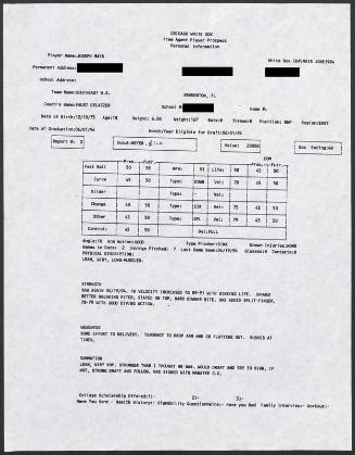 Joe Mays scouting report, 1994 April 19