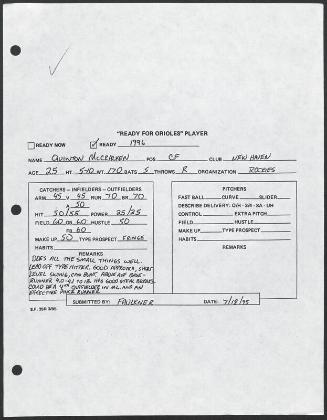 Quinton McCracken scouting report, 1995 July 18