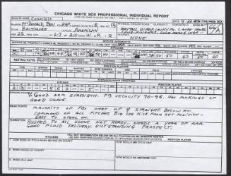 Ben McDonald scouting report, 1989 September 26