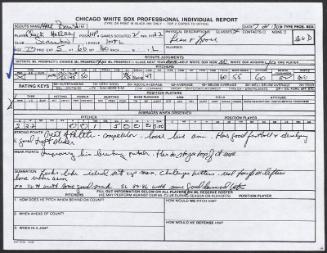 Chuck McElroy scouting report, 1990 July 21