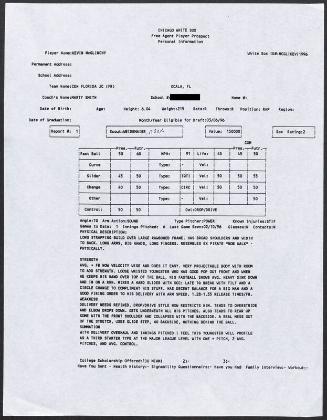 Kevin McGlinchy scouting report, 1996 February 10