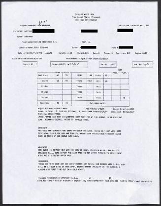 Brian Meadows scouting report, 1994 February 24