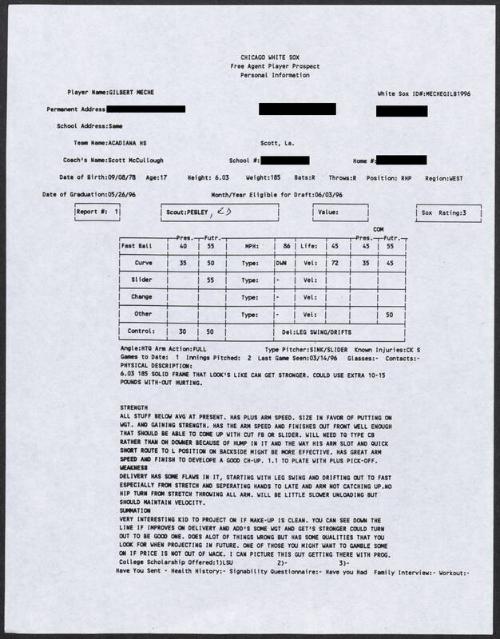 Gil Meche scouting report, 1996 March 14