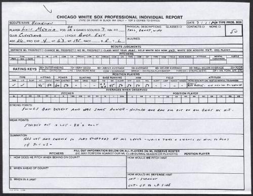 Luis Medina scouting report, 1989 July 01