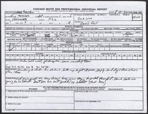 Tony Menendez scouting report, 1990 August 20