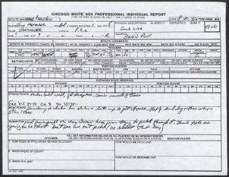 Tony Menendez scouting report, 1990 August 20