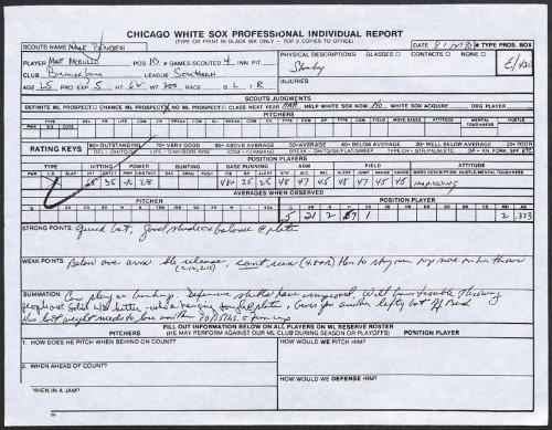 Matt Merullo scouting report, 1990 August 21