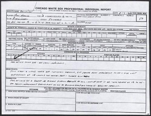 Matt Merullo scouting report, 1990 August 07