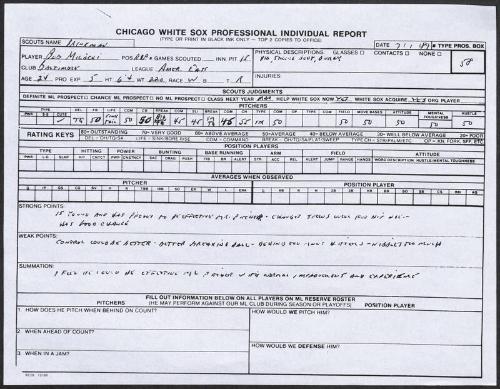 Bob Milacki scouting report, 1989 July 01