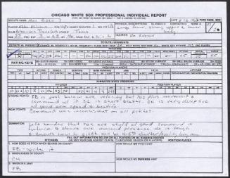 Mike Milchin scouting report, 1990 August 06