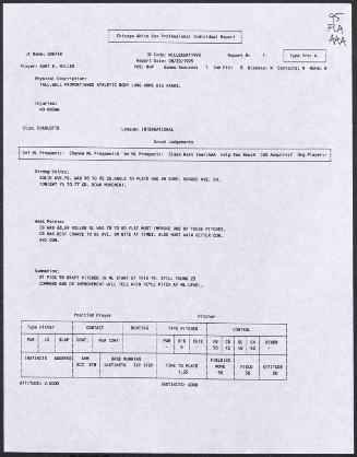 Kurt Miller scouting report, 1995 August 20