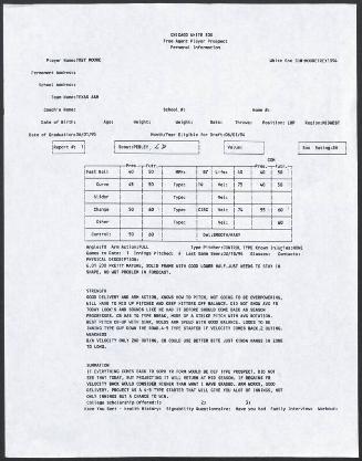 Trey Moore scouting report, 1994 February 18