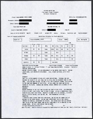 Trey Moore scouting report, 1994 April 08