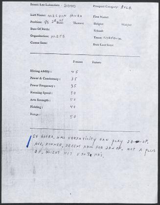 Melvin Mora scouting report, 2000