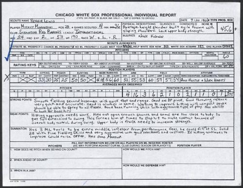 Mickey Morandini scouting report, 1990 July 20