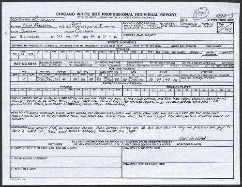 Mike Mordecai scouting report, 1990