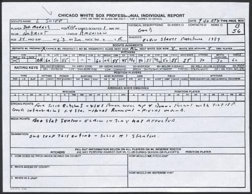 Jack Morris scouting report, 1989 September 22