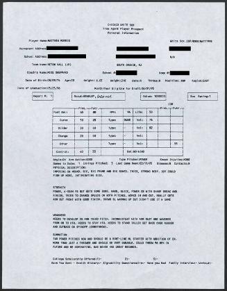 Matt Morris scouting report, 1995 March 11