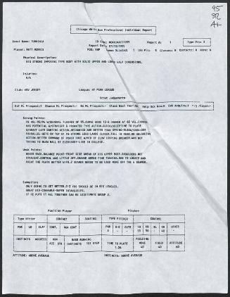 Matt Morris scouting report, 1995 July 13