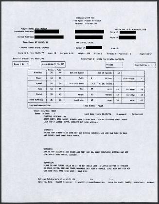 Eric Munson scouting report, 1996 March 20