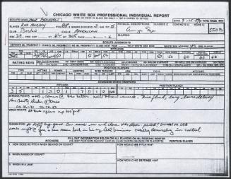 Rob Murphy scouting report, 1989 September 25