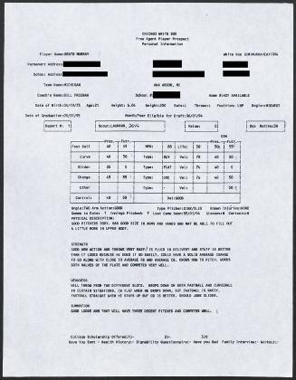 Heath Murray scouting report, 1994 May 01