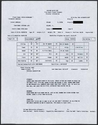 Kevin Nicholson scouting report, 1997 February 14