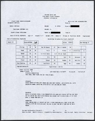 Kevin Nicholson scouting report, 1997 April 18