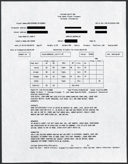 C.J. Nitkowski scouting report, 1994 April 18