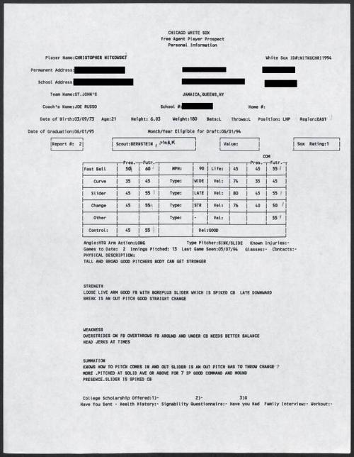 C.J. Nitkowski scouting report, 1994 May 07