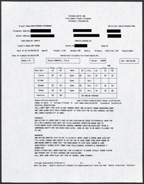 C.J. Nitkowski scouting report, 1994 April 04