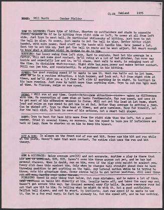 Bill North scouting report, 1976 August-September