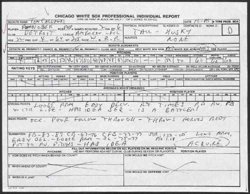 Randy Nosek scouting report, 1989 November