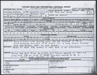 Omar Olivares scouting report, 1990 September 24