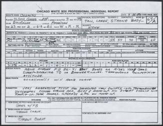 Gregg Olson scouting report, 1989 September 26