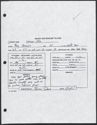 Rey Ordonez scouting report, 1995 May 22