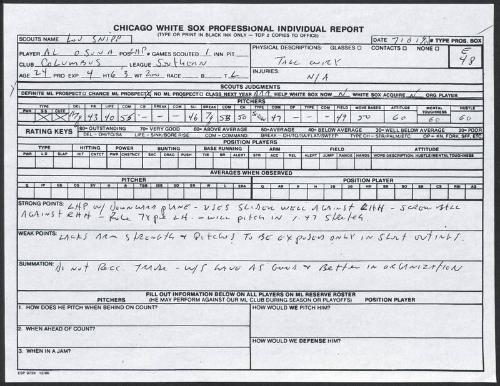 Al Osuna scouting report, 1990 July 06