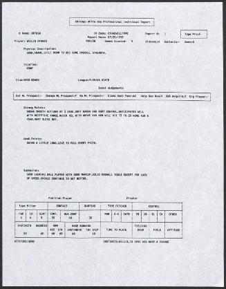 Willis Otanez scouting report, 1995 July 25