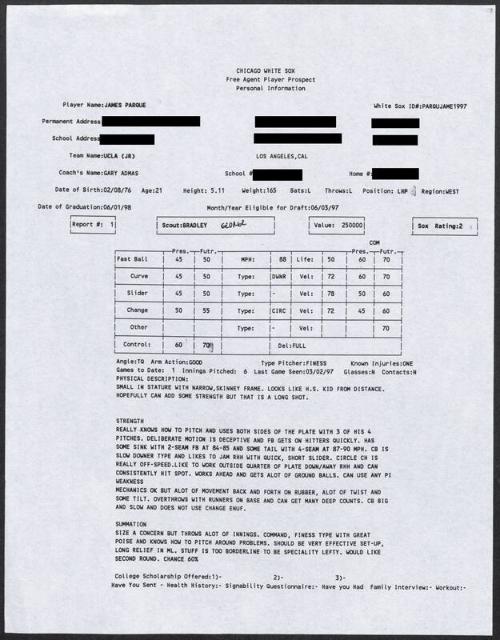 Jim Parque scouting report, 1997 March 02