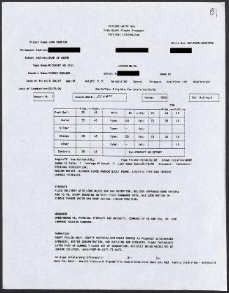 John Parrish scouting report, 1996 May 18