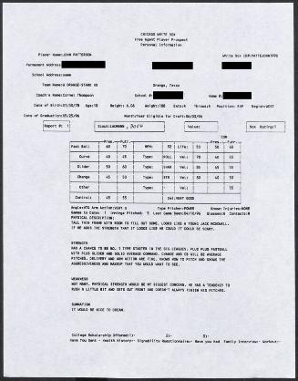 John Patterson scouting report, 1996 April 10