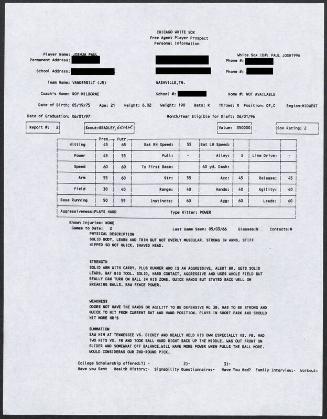 Josh Paul scouting report, 1996 May 03