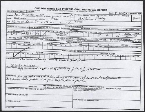 John Pawlowski scouting report, 1990 August 20