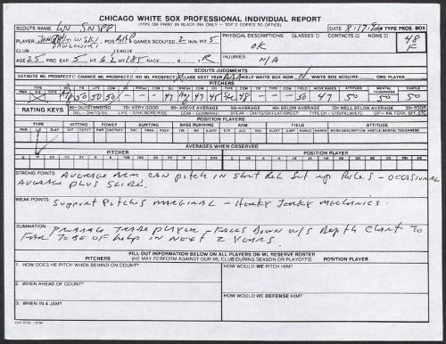 John Pawlowski scouting report, 1990 August 17