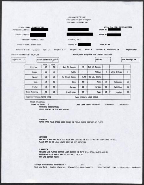 Jay Payton scouting report, 1994 May 18