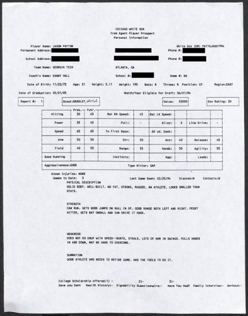 Jay Payton scouting report, 1994 February 25