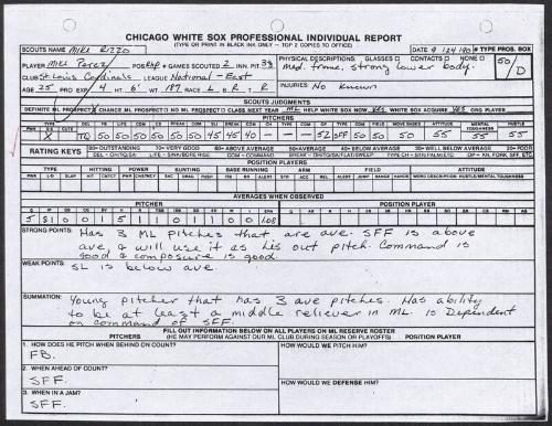 Mike Perez scouting report, 1990 September 24