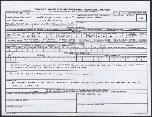 Adam Peterson scouting report, 1990 June 10